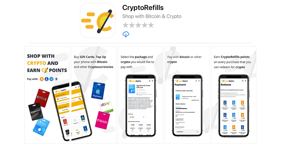 The CryptoRefills Iphone app